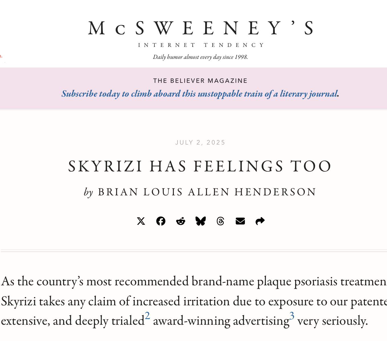 BLAH in McSweeney’s!
